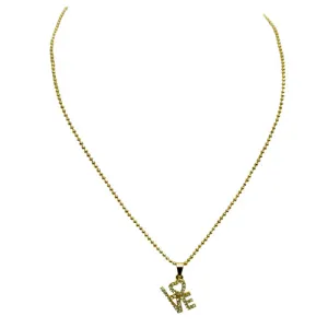 GOLD CRYSTAL NECKLACE  #SQWNE20203_GLD (RD23)