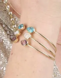 Gold Cuff with Semi Precious Stone