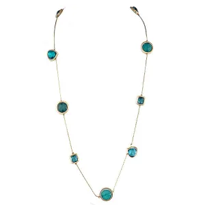 GOLD GREEN MIXED BEADED LONG NECKLACE  #SC29362-1_G-GREN_MIX (R-FH13/GC1/AJ19/AI19)