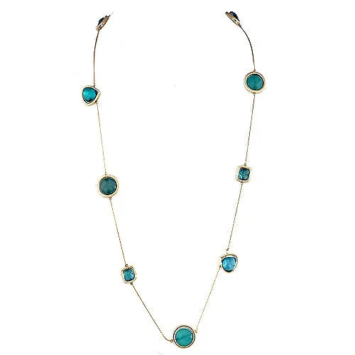 GOLD GREEN MIXED BEADED LONG NECKLACE  #SC29362-1_G-GREN_MIX (R-FH13/GC1/AJ19/AI19)