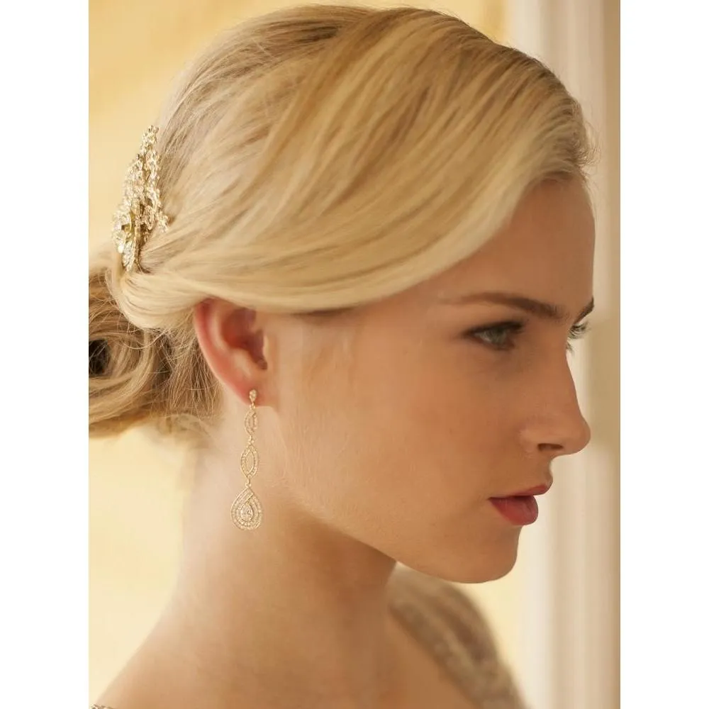 Gold Micro Pave Teardrop Earrings