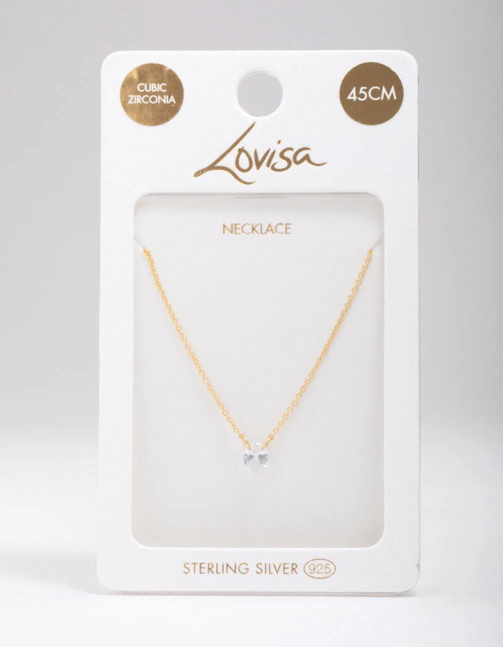 Gold Plated Sterling Silver Pear Cubic Zirconia Chain Necklace