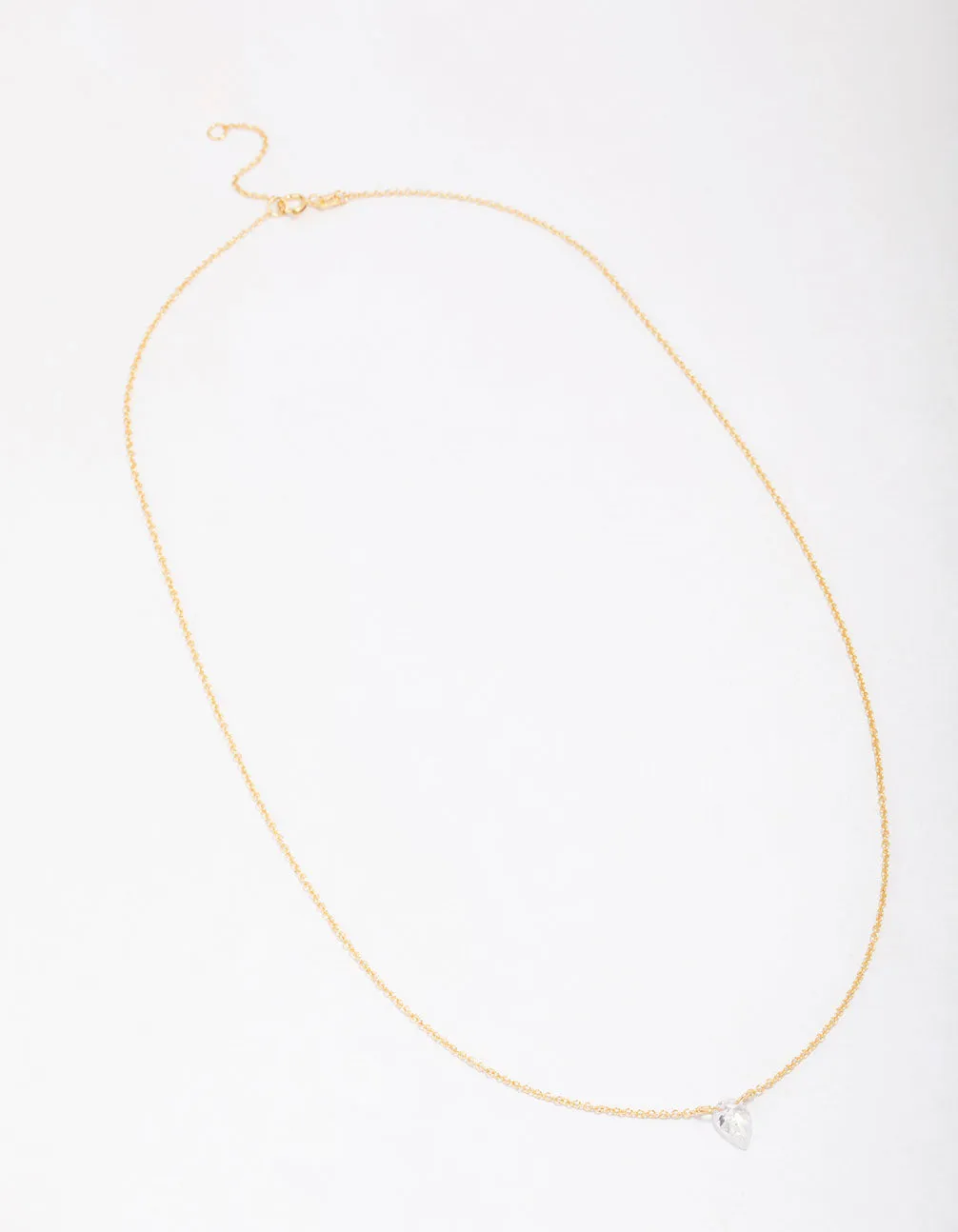 Gold Plated Sterling Silver Pear Cubic Zirconia Chain Necklace