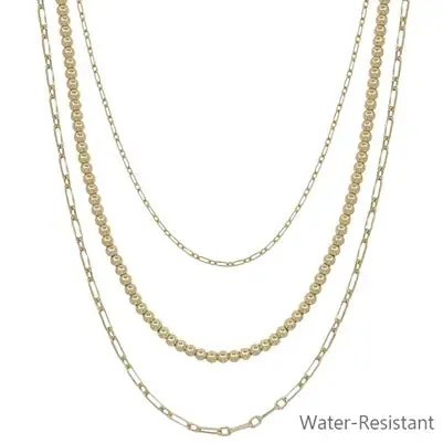 Gold Triple Chain Necklace