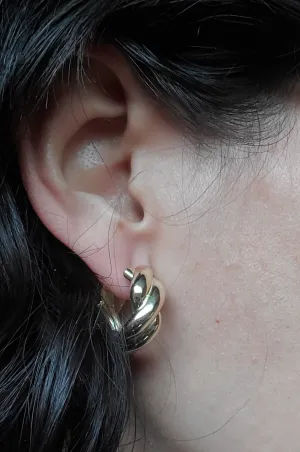 Gold Vermeil Ribbed Twist Hoop Earrings