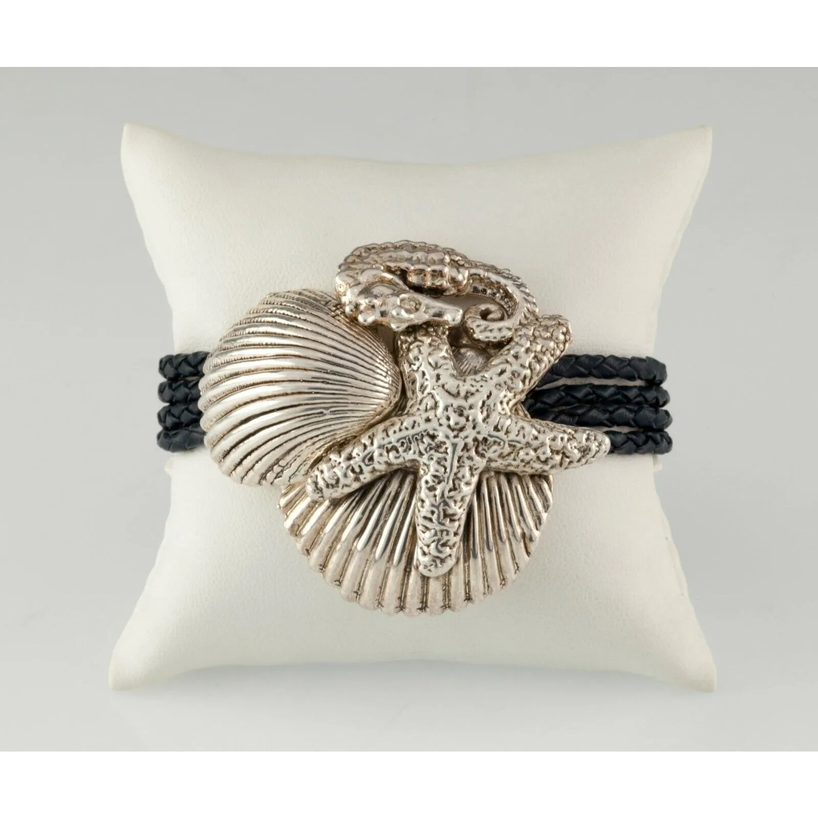 Gorgeous Sterling Silver Star Fish & Sea Horse Bracelet by Bat-Ami 27.6g