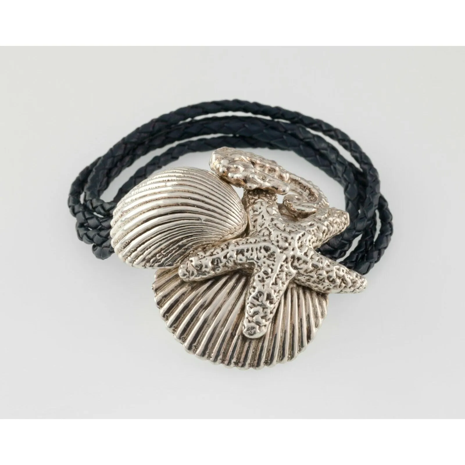 Gorgeous Sterling Silver Star Fish & Sea Horse Bracelet by Bat-Ami 27.6g