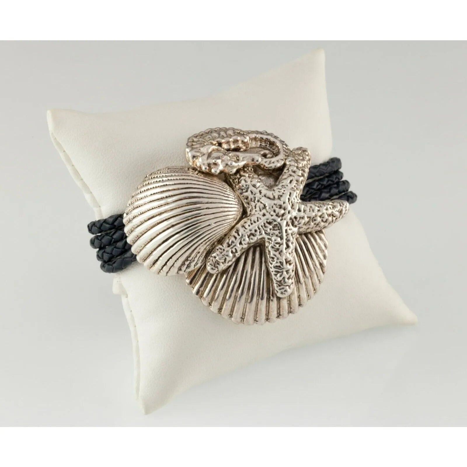 Gorgeous Sterling Silver Star Fish & Sea Horse Bracelet by Bat-Ami 27.6g