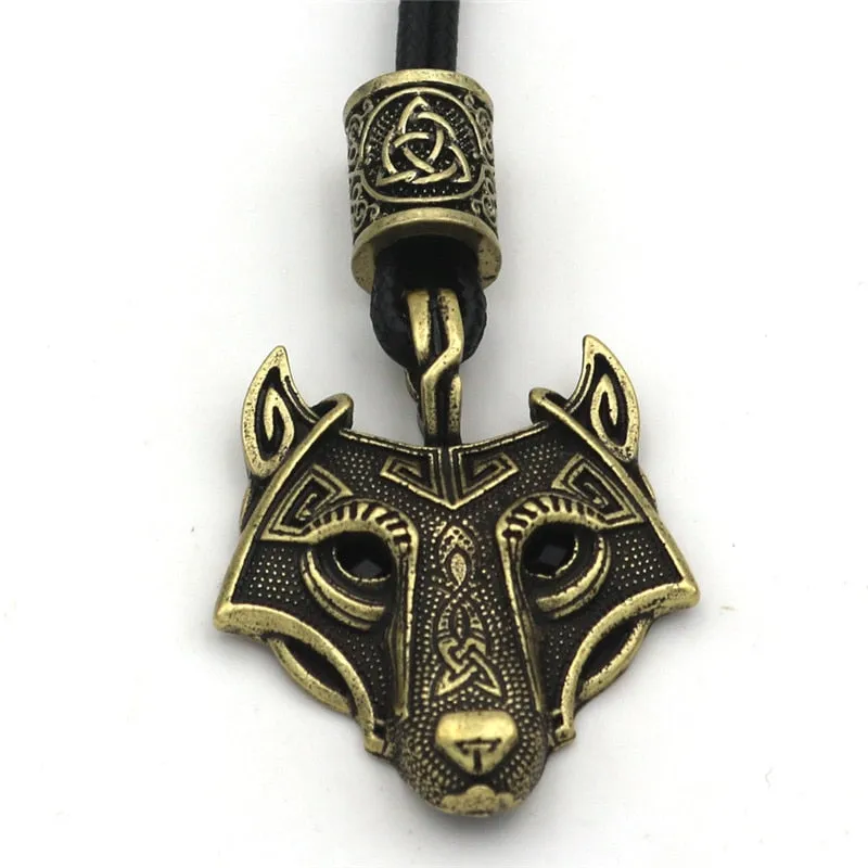 Green Black Red Eyes Wolf Different Amulet Pendant Nordic Bead Valknut Trinity Viking Necklace Talisman Wicca Jewelry