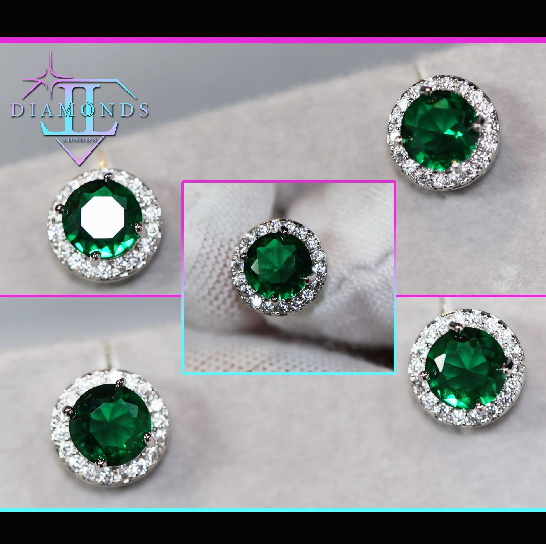 Green Diamond Earrings | Emerald Green Ear Studs | Emerald Diamond Earrings | Emerald Earrings