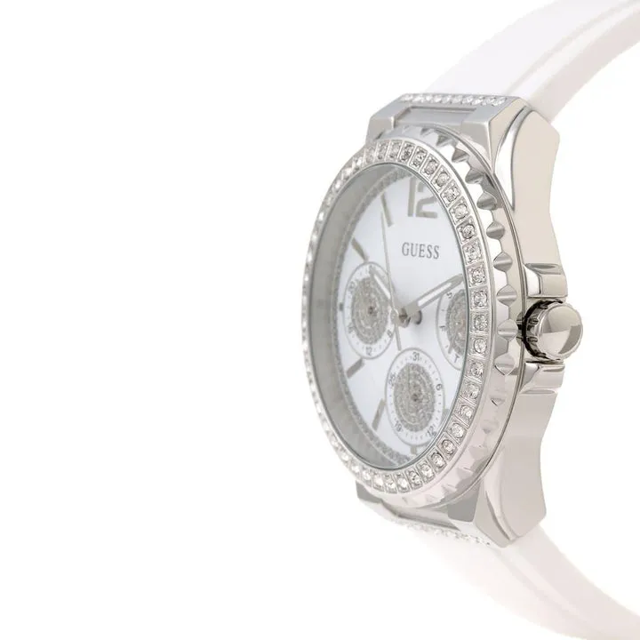 Guess Starlight White Rubber Strap Crystal Dial Women's Watch W0846L8