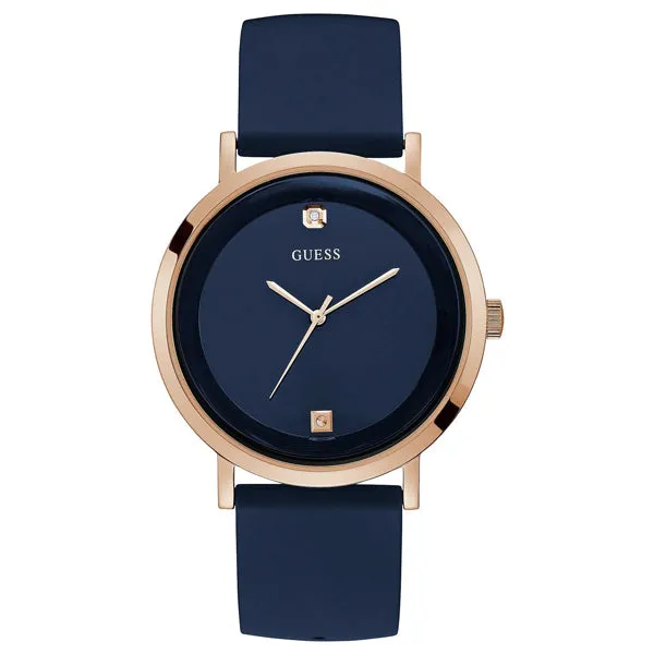 Guess Supernova Blue Silicone Strap Blue Dial Quartz Watch for Gents - W1264G3