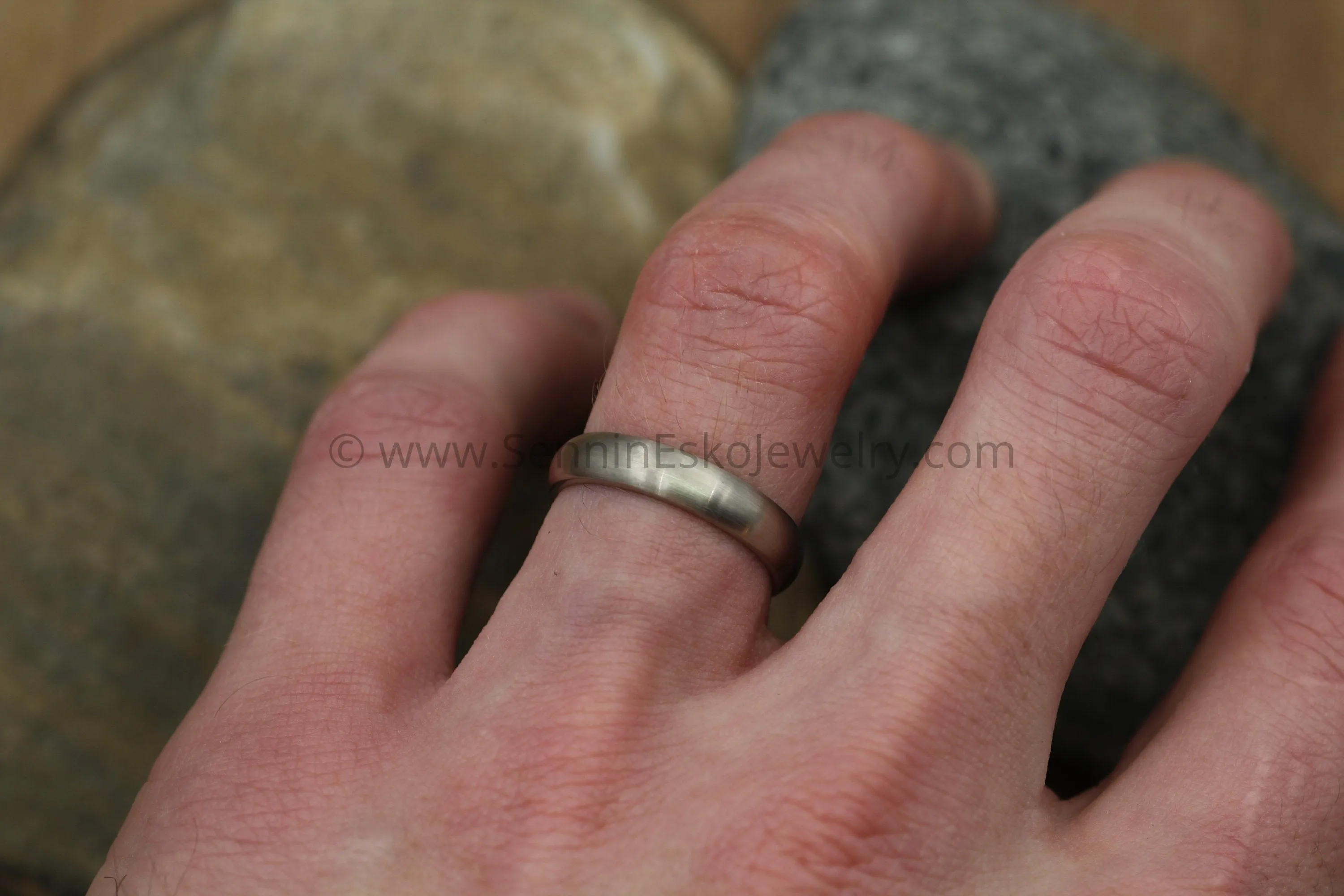 Half Round 4.5x1.9mm 14kt Palladium Based White Gold Band - Matte Finish - Nickel Free