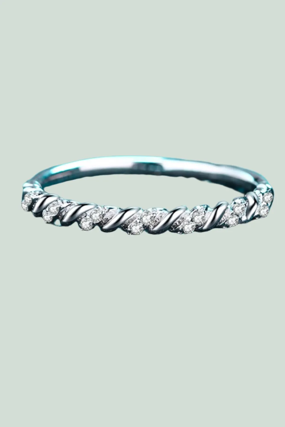 Half Twisted Eternity Stackable Ring - Sparkling Crystal Women's Band
