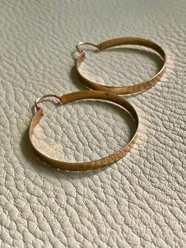 Handmade 14k rose gold hoop earrings - 1.5 inch diameter hoops