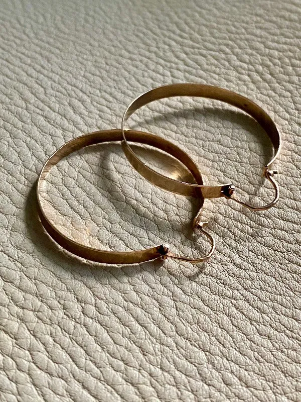 Handmade 14k rose gold hoop earrings - 1.5 inch diameter hoops