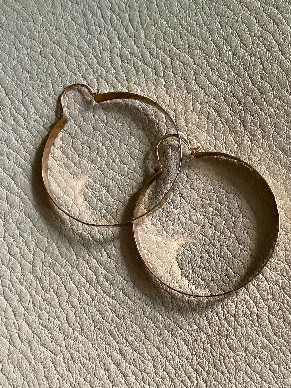 Handmade 14k rose gold hoop earrings - 1.5 inch diameter hoops
