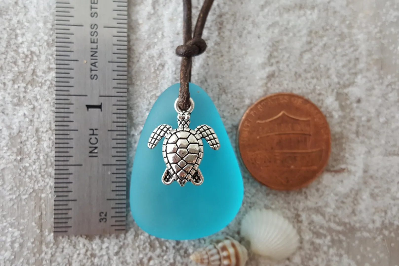 Handmade in Hawaii, leather cord unisex blue sea glass necklace, unisex jewelry, man jewelry, birthday gift