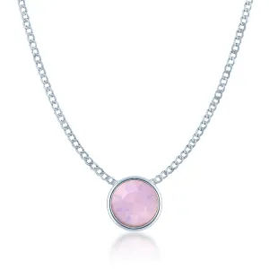 Harley Small Pendant Necklace with Pink Rose Water Round Opals from Swarovski Silver Toned Rhodium Plated
