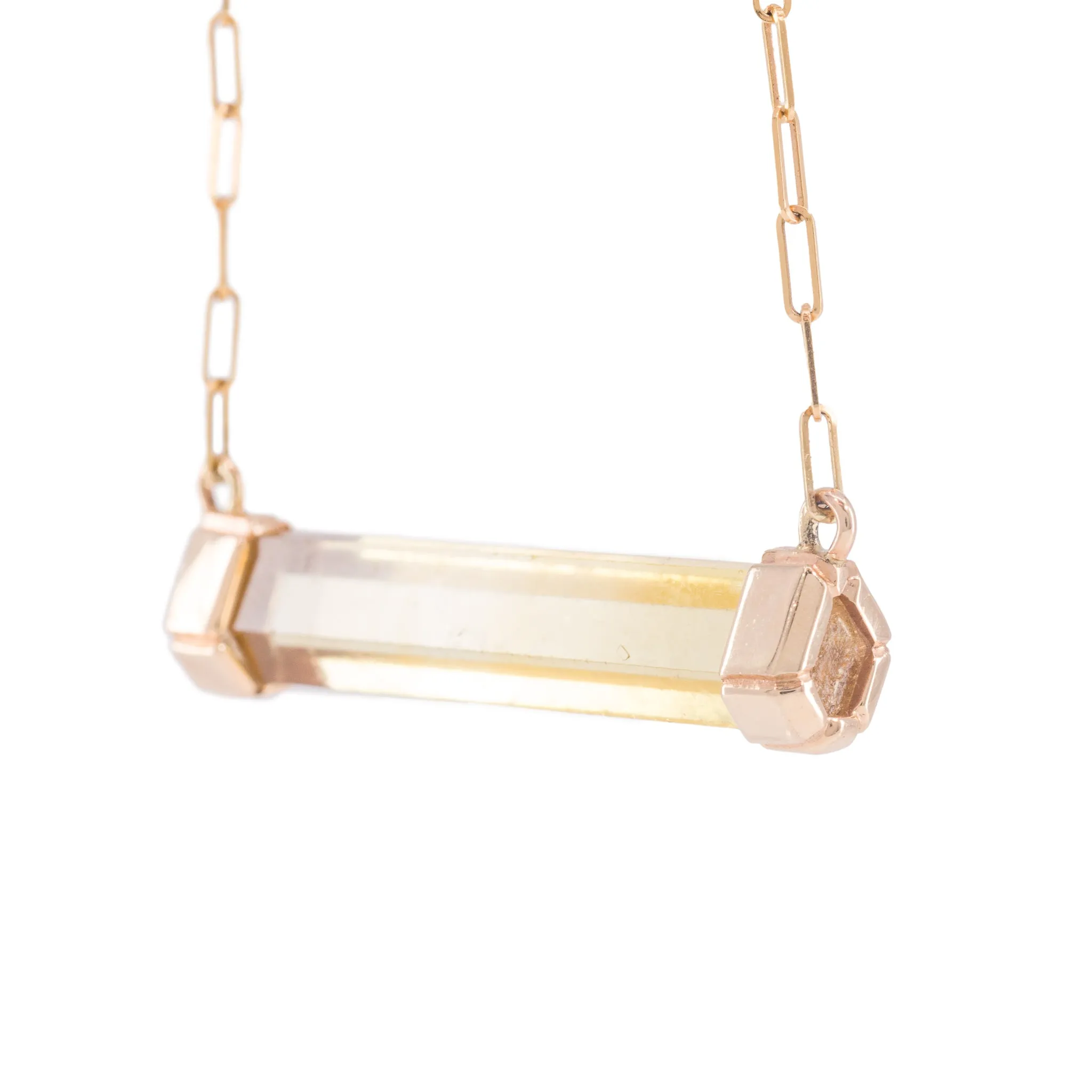 Heliodor 26.42 Carat 14k Handcrafted Natural Crystal Necklace