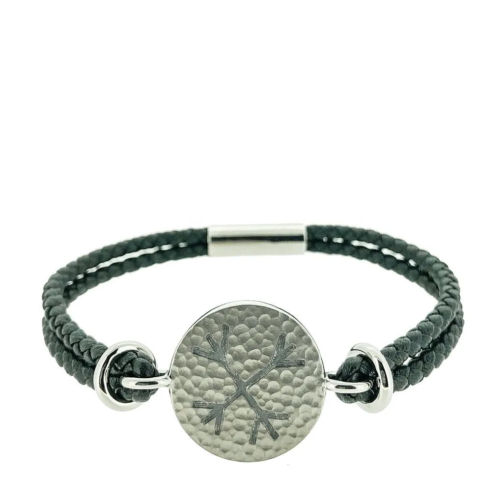 Helm of Awe Leather Bracelet - Hammered