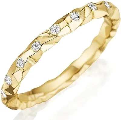 Henri Daussi Burnished Diamond Wedding Band