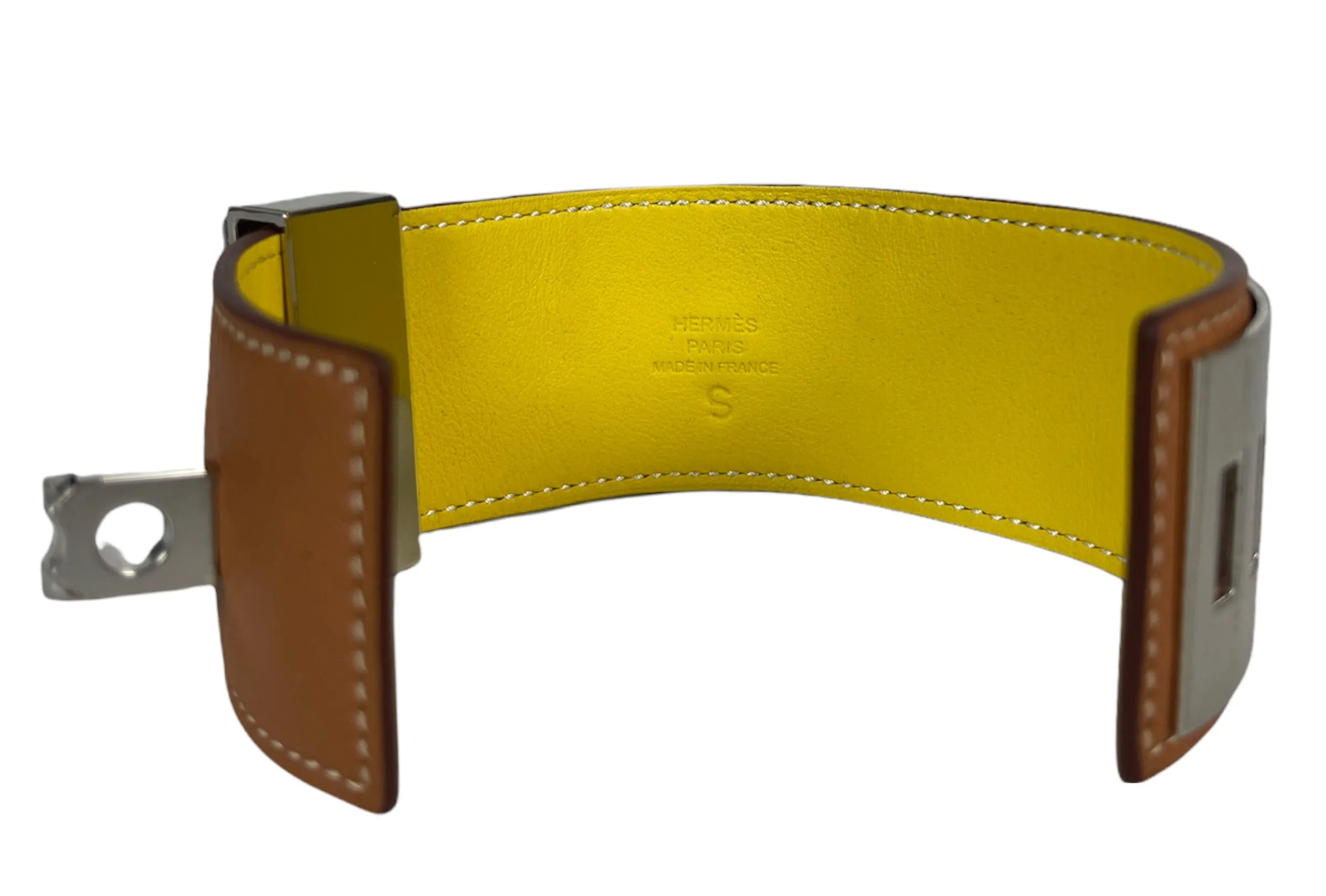 Hermes Tan & Palladium Collier de Chien CDC Bracelet sz T2