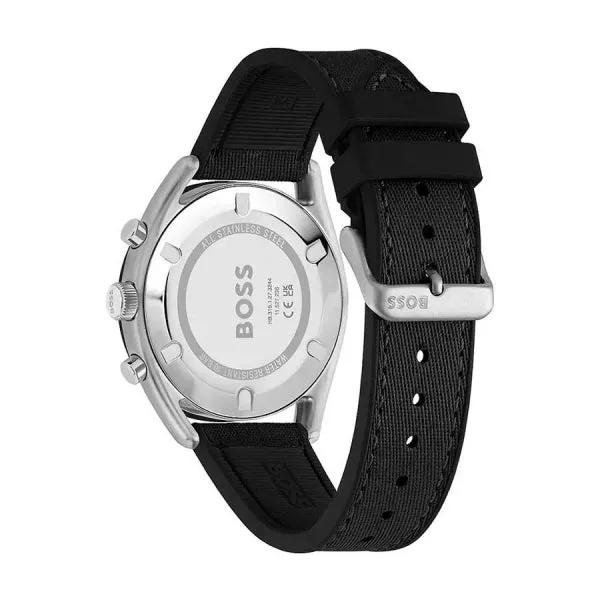 Hugo Boss TOP Black Silicone Strap Black Dial Chronograph Quartz Watch for Gents - 1514091