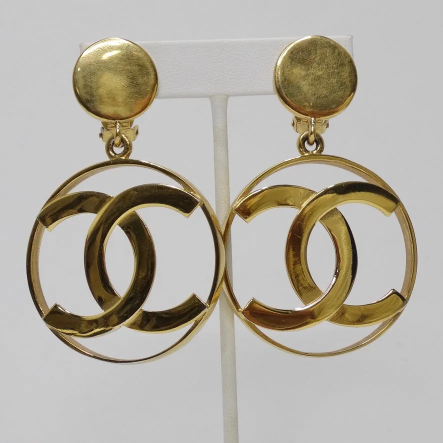 Iconic 24K Gold Chanel 1980s Jumbo Interlocking 'C' Hoop Earrings