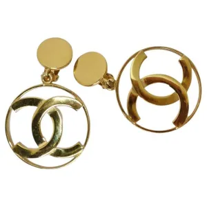 Iconic 24K Gold Chanel 1980s Jumbo Interlocking 'C' Hoop Earrings