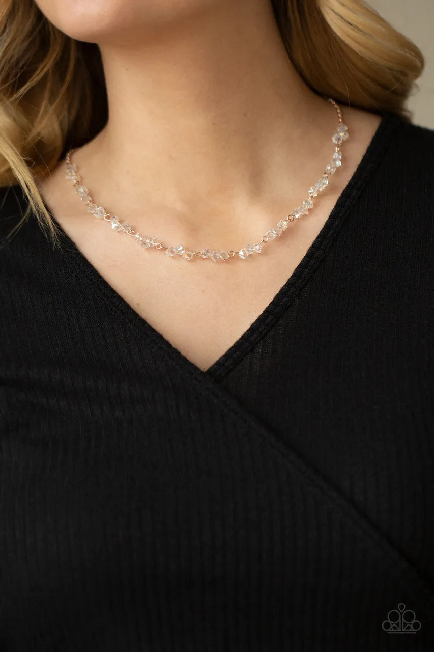 Incredibly Iridescent Rose Gold Paparazzi Necklace