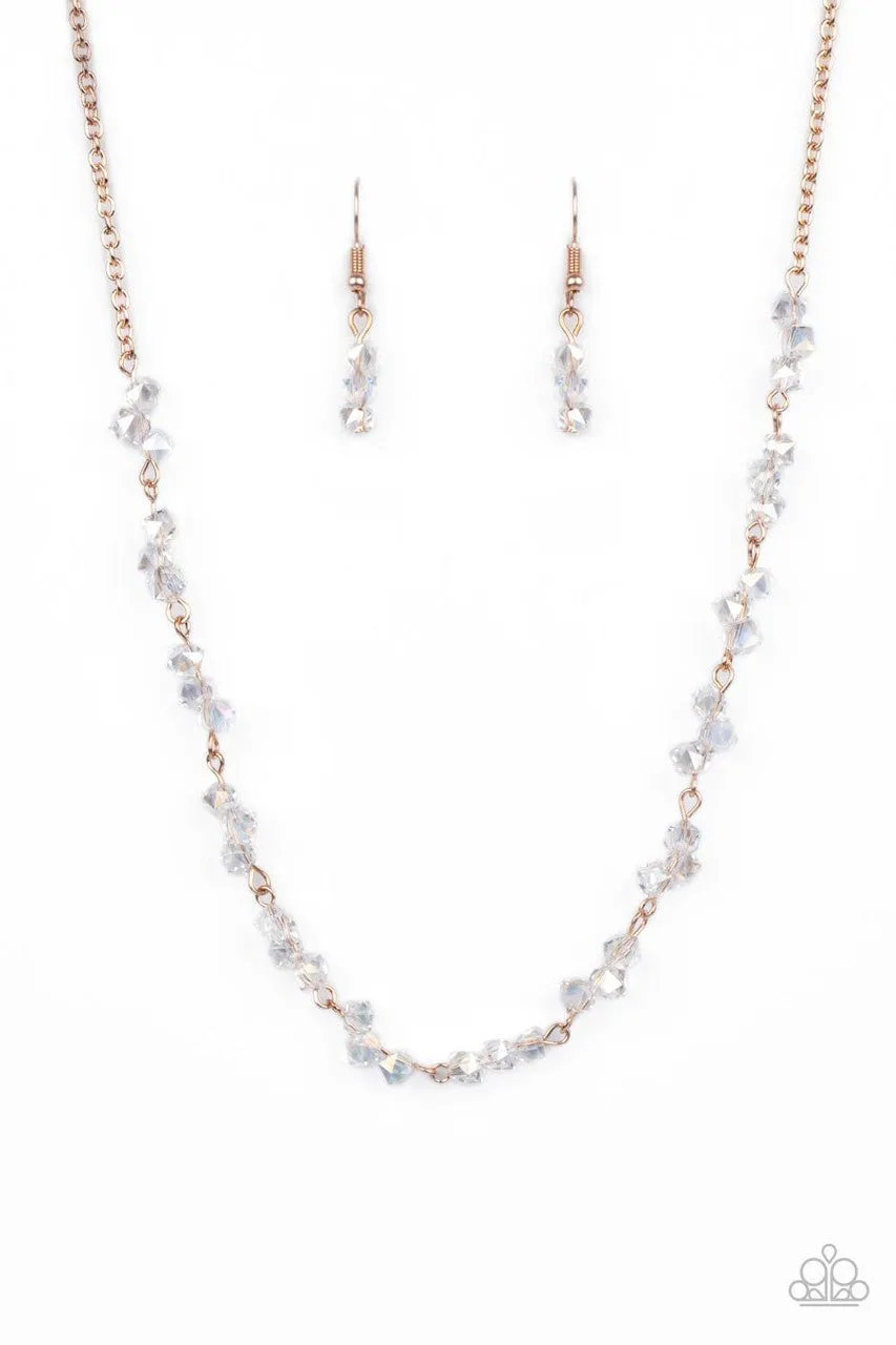 Incredibly Iridescent Rose Gold Paparazzi Necklace