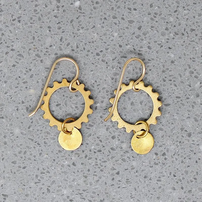 Industrial Vintage Brass Earrings by Brin