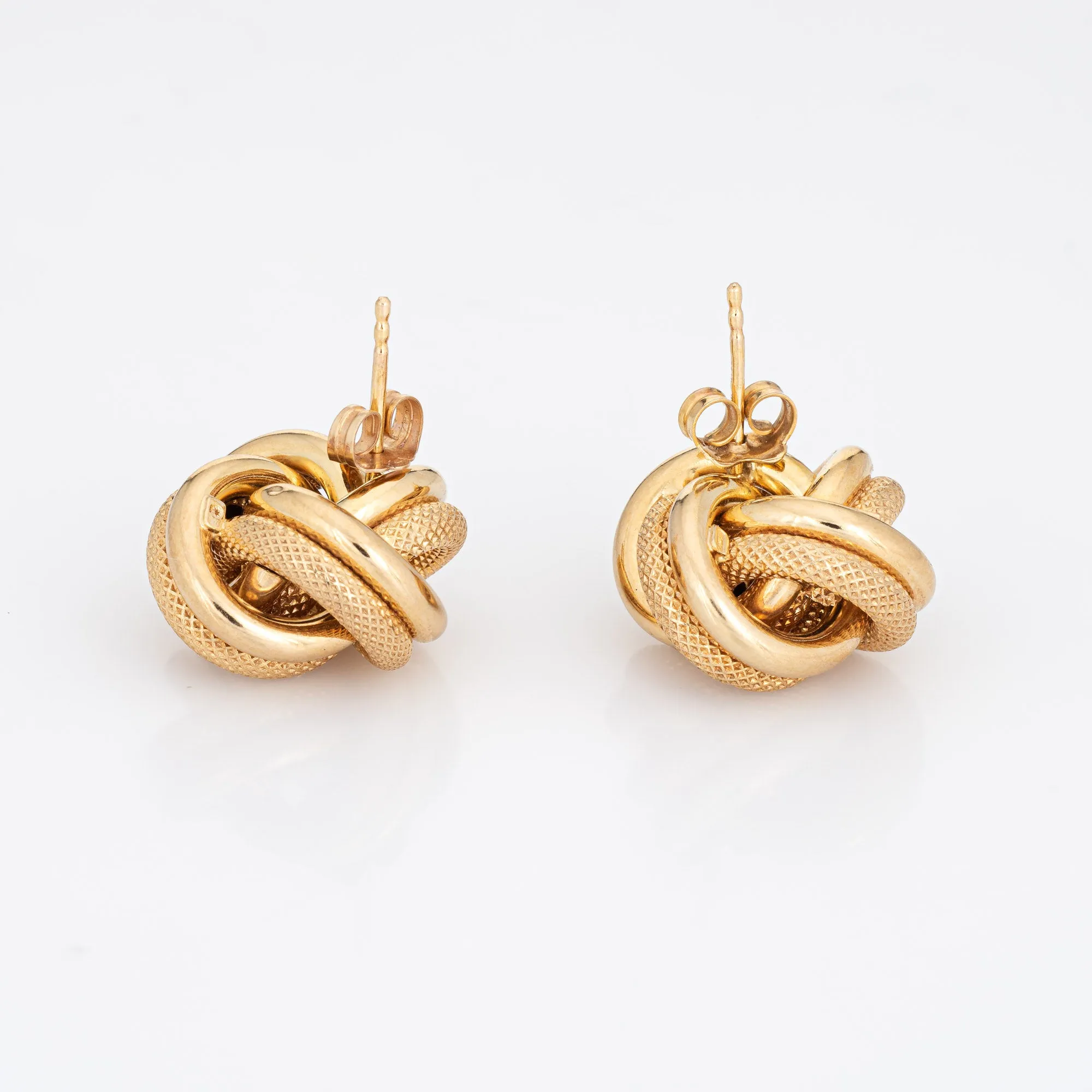Infinity Knot Earrings Vintage 14k Yellow Gold Round Stud Estate Fine Jewelry