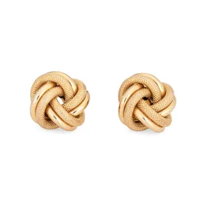 Infinity Knot Earrings Vintage 14k Yellow Gold Round Stud Estate Fine Jewelry
