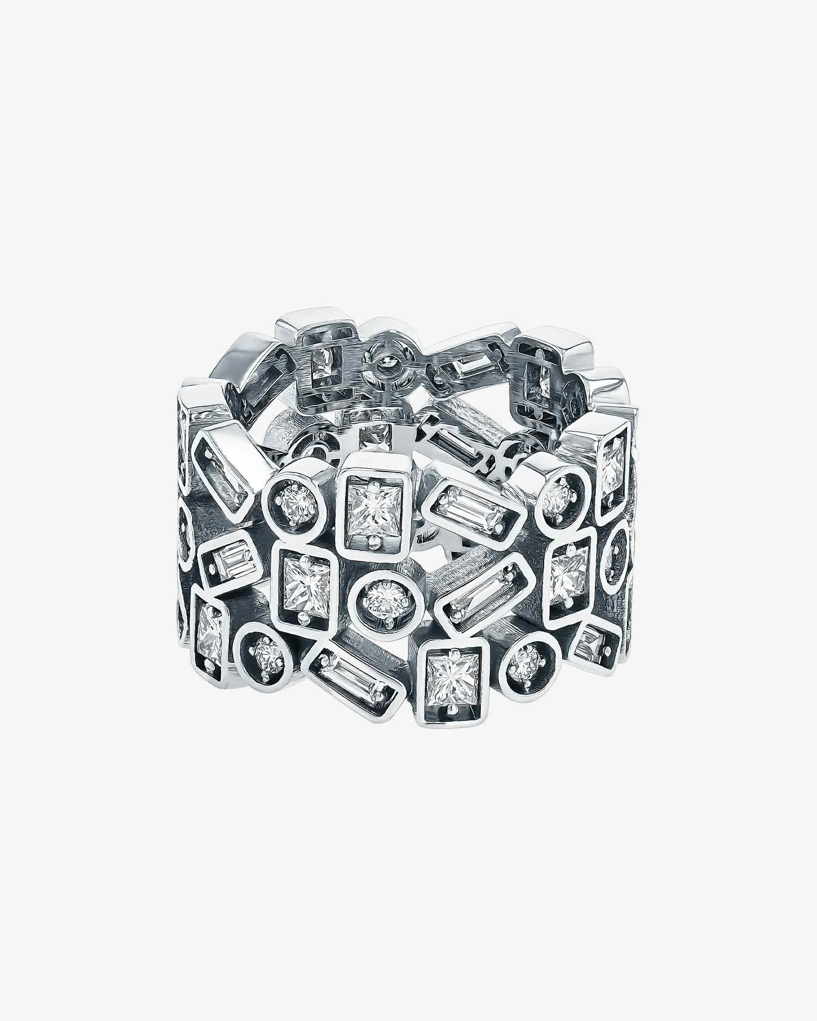 Inlay Triple Row Diamond Eternity Band
