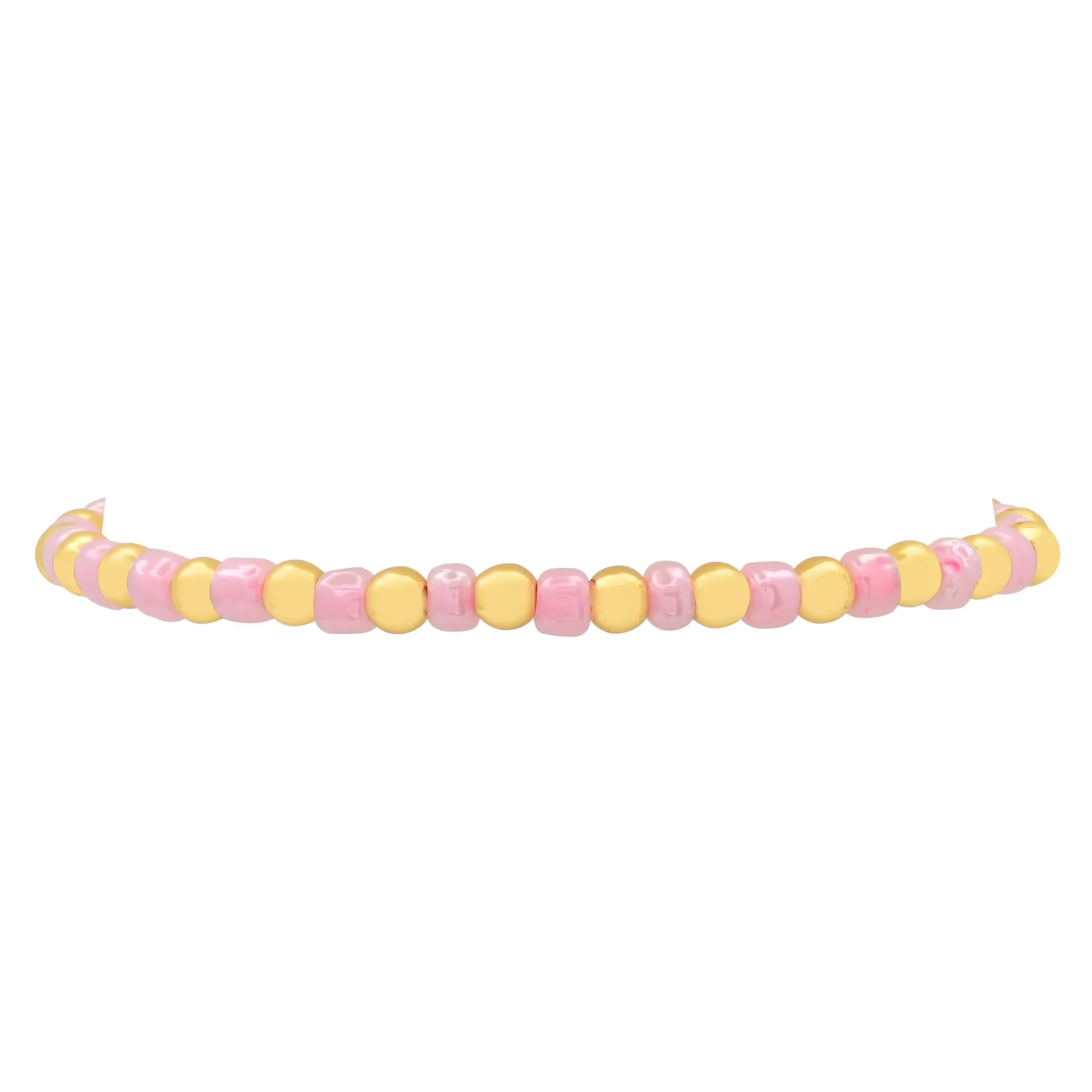 IRIDESCENT BALL STRETCH BRACELET GOLD & PINK