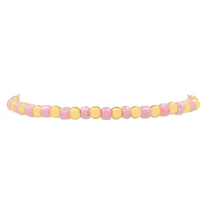 IRIDESCENT BALL STRETCH BRACELET GOLD & PINK