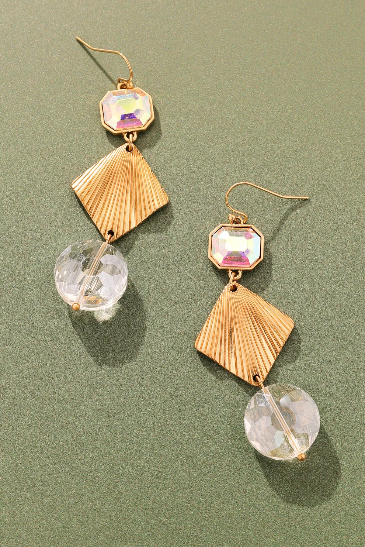 Iridescent Gold Geometric Earrings