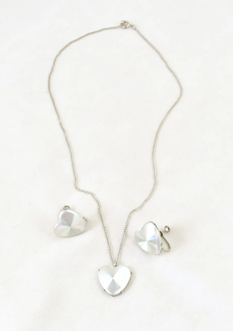 Iridescent Heart Necklace Set