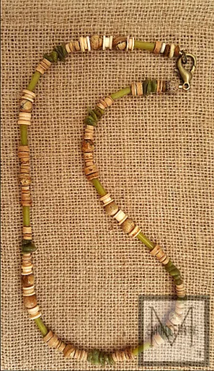 Irish Gold and Green Men Gemstone Jasper Jade Necklace