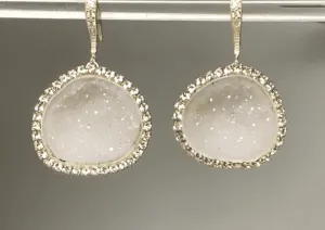 Ivory White Tabasco Geode Earrings Diamond Style Bridal Earrings