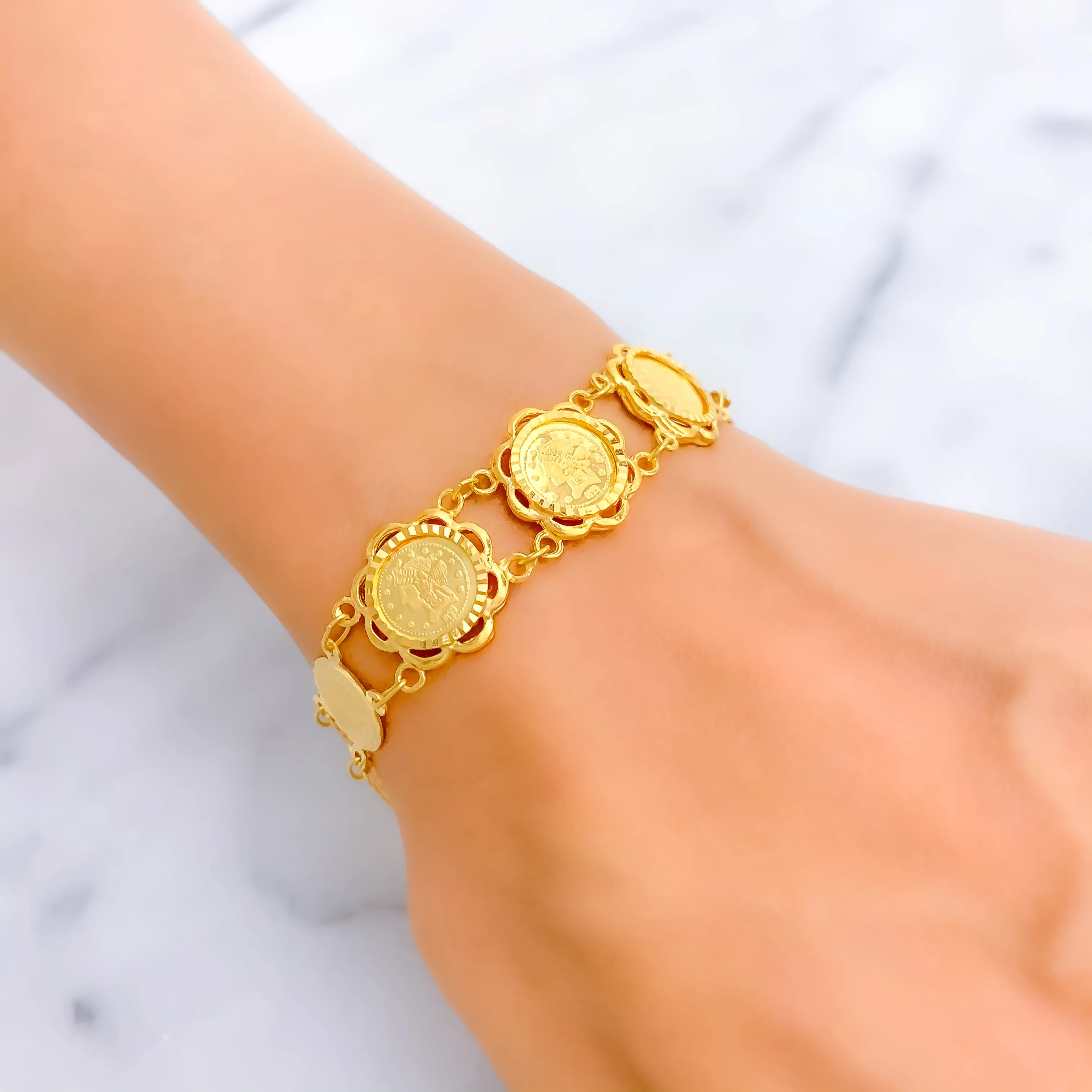 Jazzy Shimmering 21k Gold Coin Bracelet