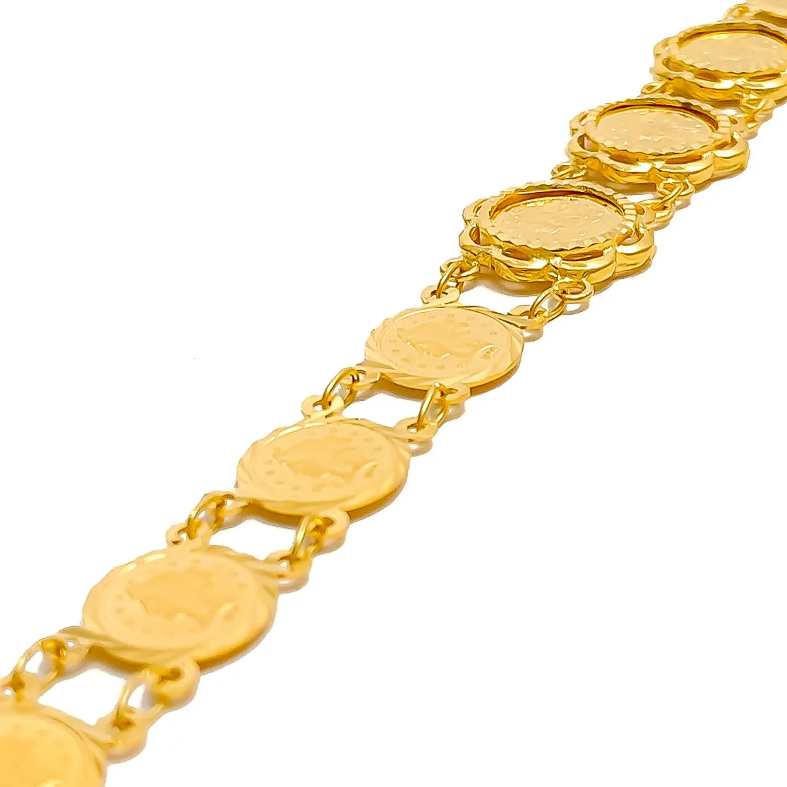 Jazzy Shimmering 21k Gold Coin Bracelet