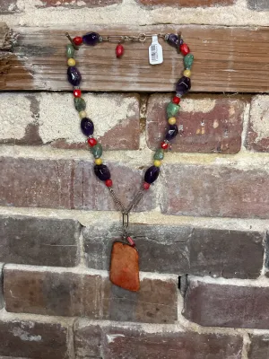 JBD-Beaded Necklaces w/Pendant & SS chain