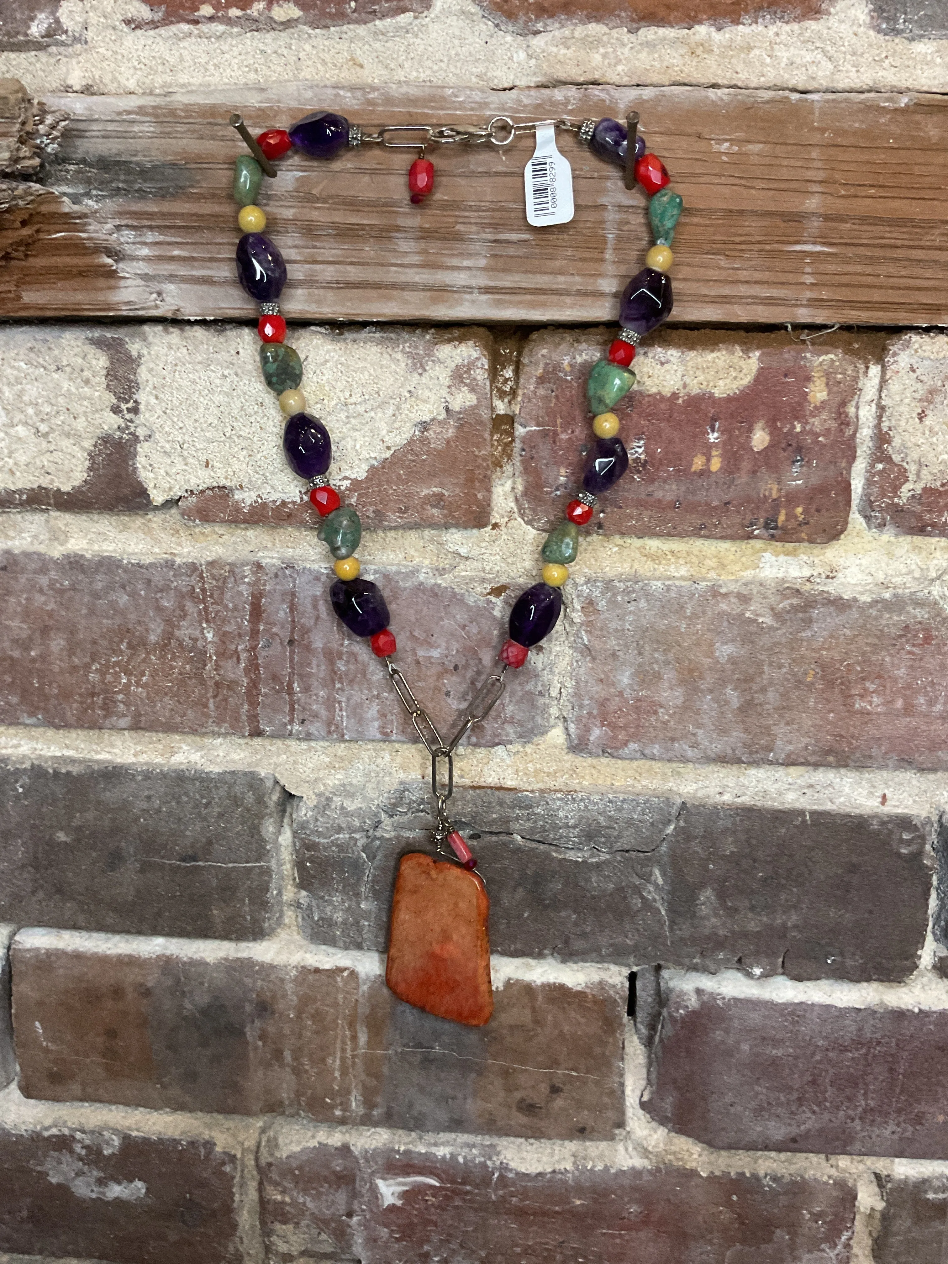 JBD-Beaded Necklaces w/Pendant & SS chain
