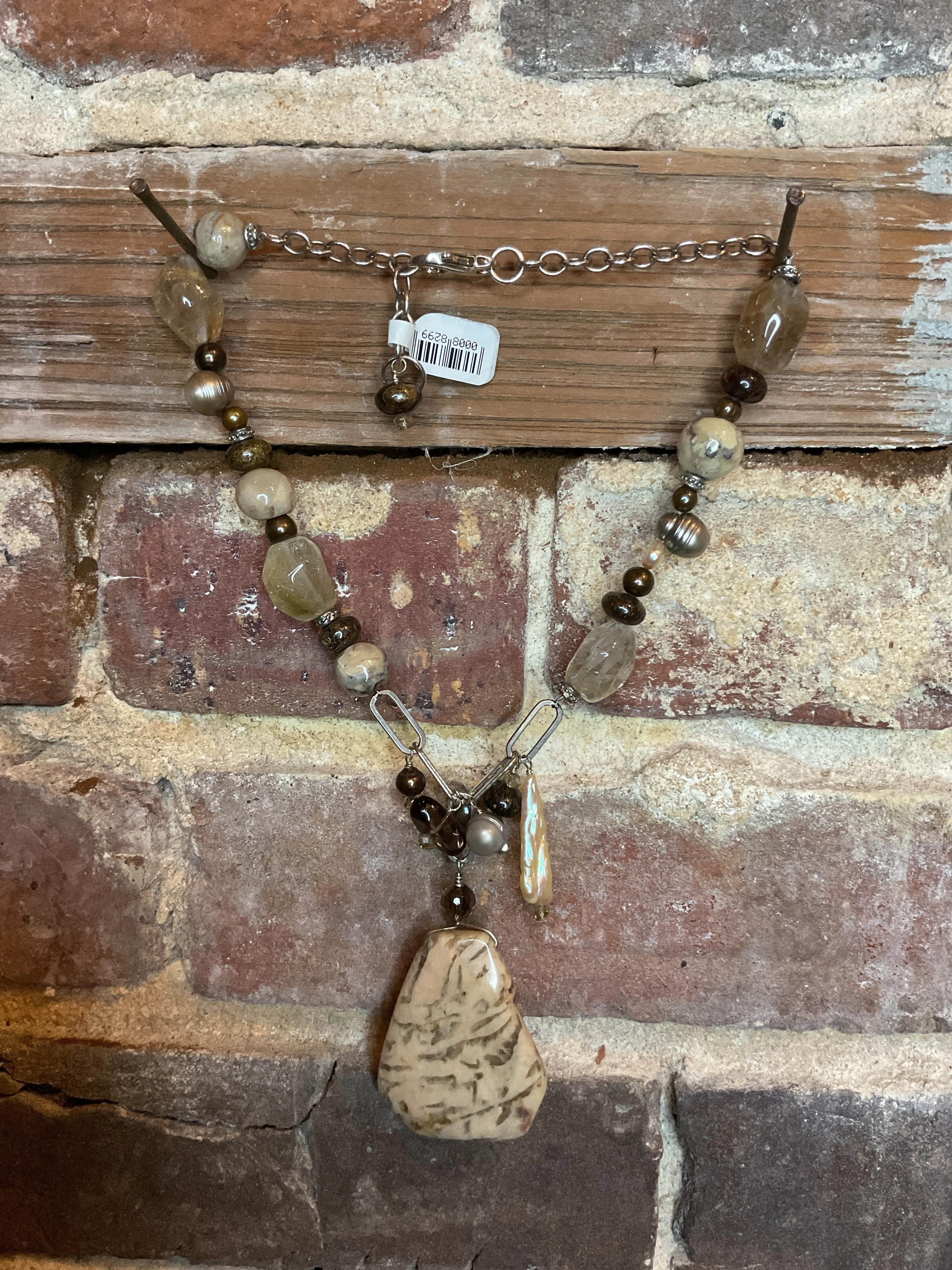 JBD-Beaded Necklaces w/Pendant & SS chain