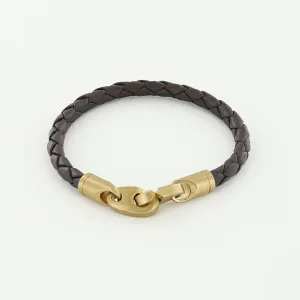 JOURNEY SINGLE WRAP LEATHER BRACELET - BROWN   MATTE BRASS BRUMMELS
