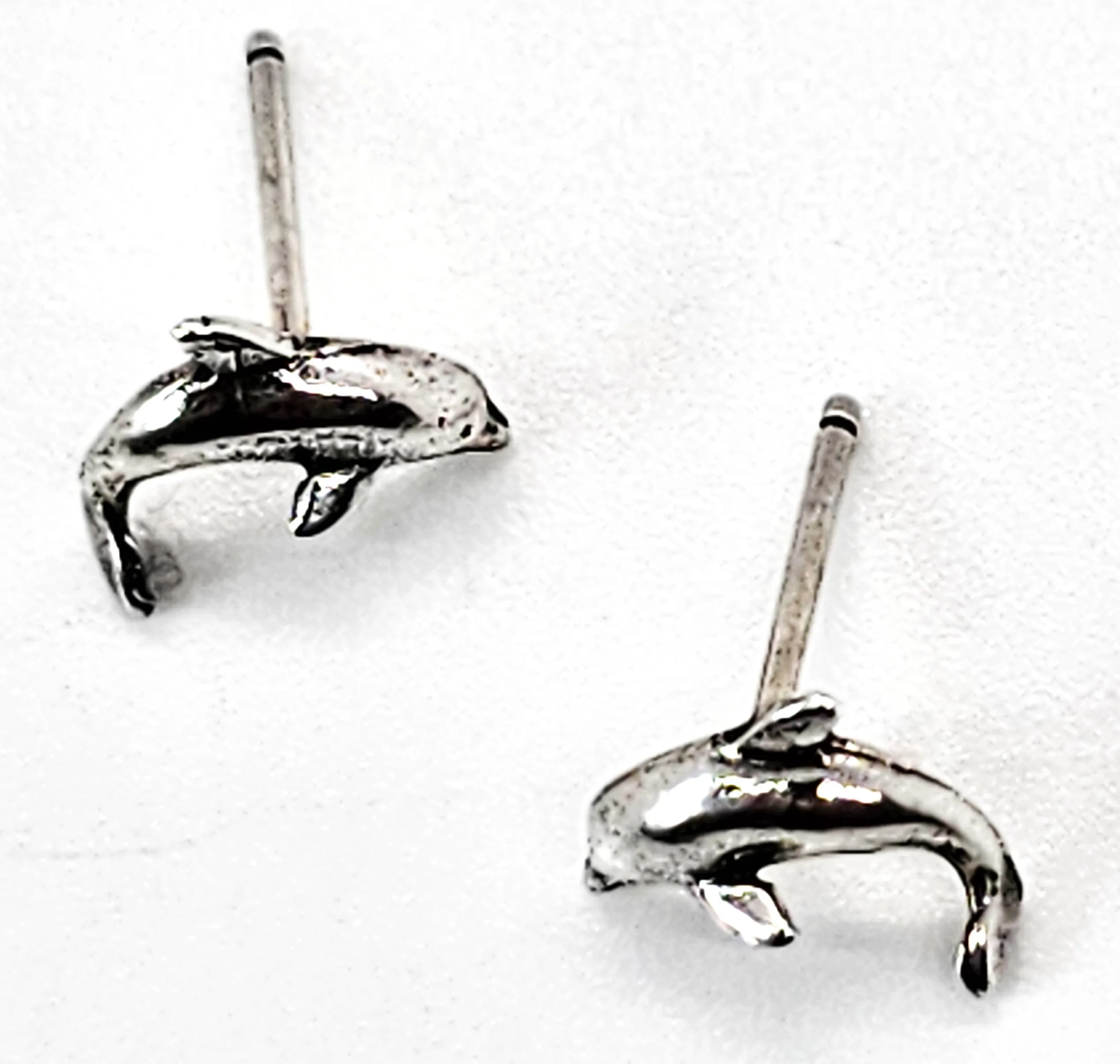 Jumping Dolphin vintage sterling silver stud earrings