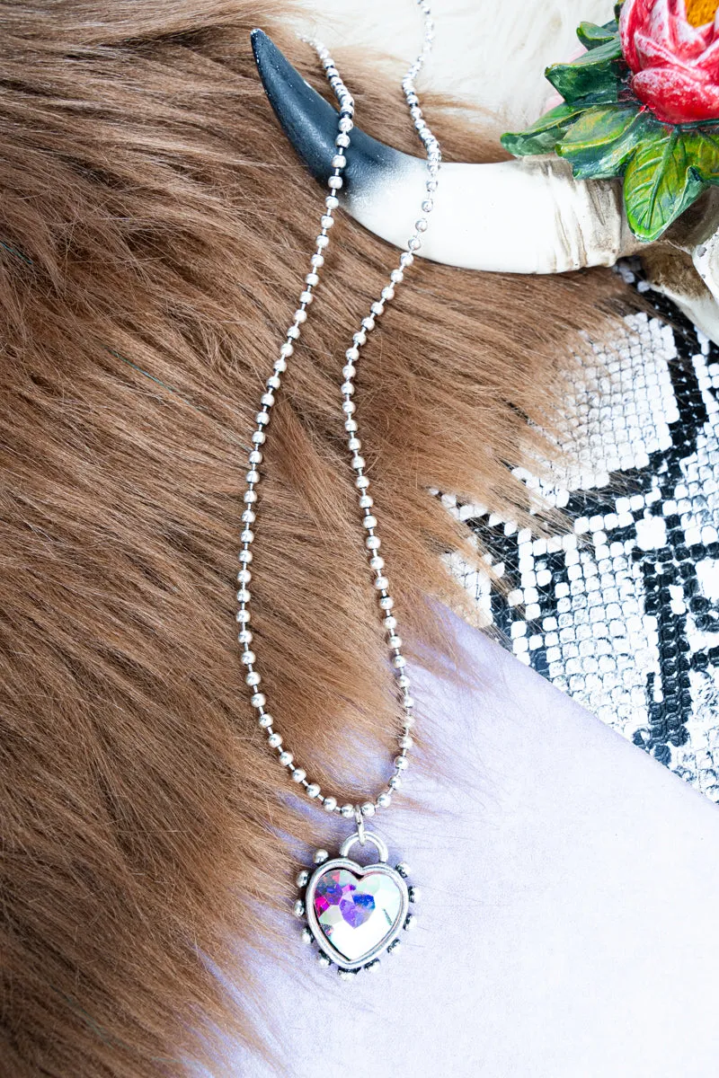 Karrigan Crystal Heart Silvertone Necklace